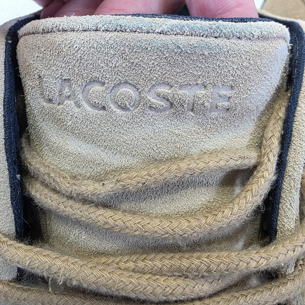 Lacoste Sevrin‎ Suede Mens Size 11 Leather Casual Boat Shoes Tan Blue